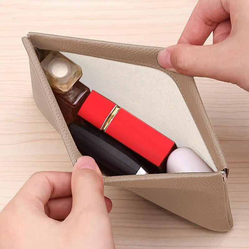 Self-Closing Long Wallet Artificial Leather Passport Driver's License Document Holder Data Cable Cosmetic Bag Storage