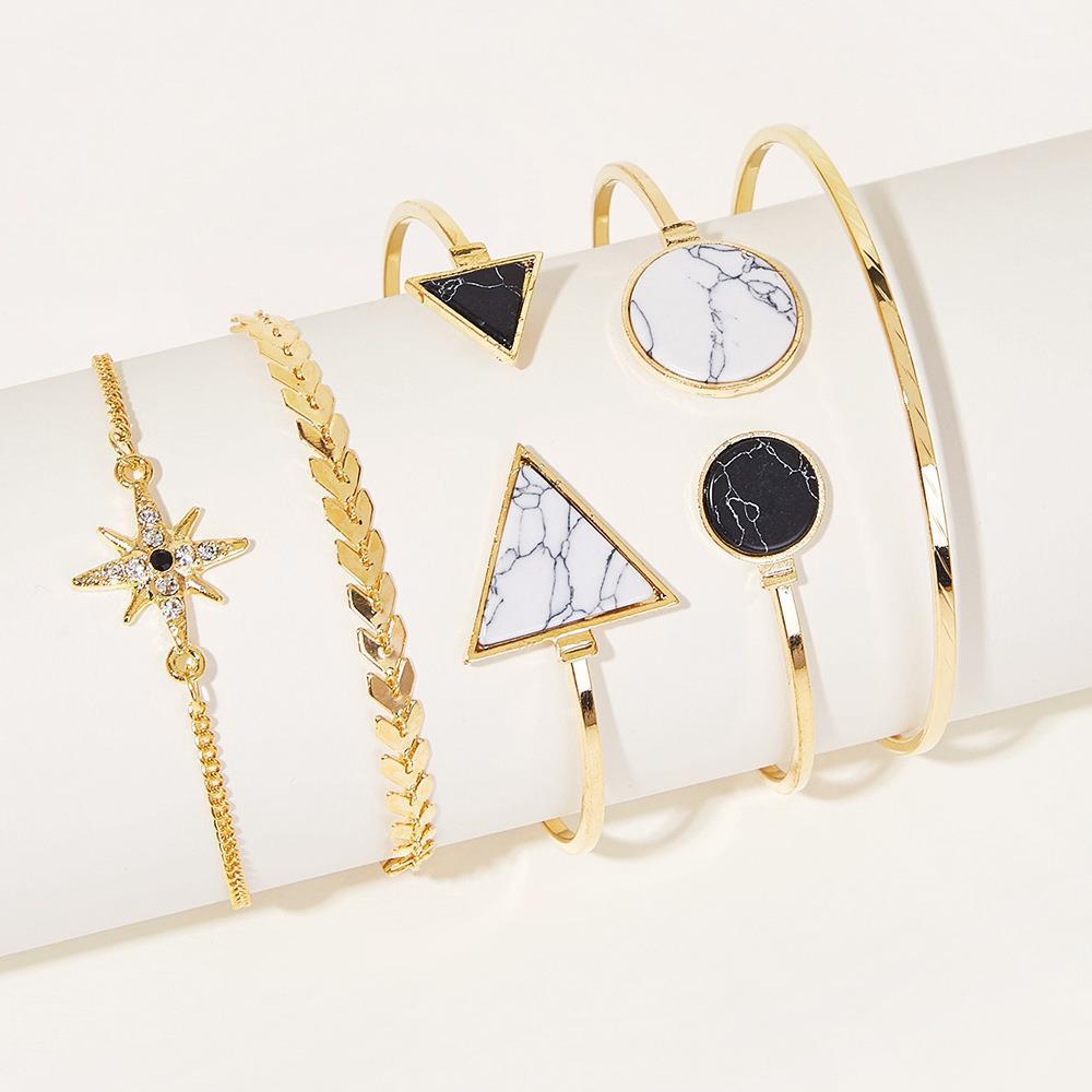 Crystal Diamond Starry Bracelet Set: 5-Piece Retro Geometric  Airplane Chain Designs