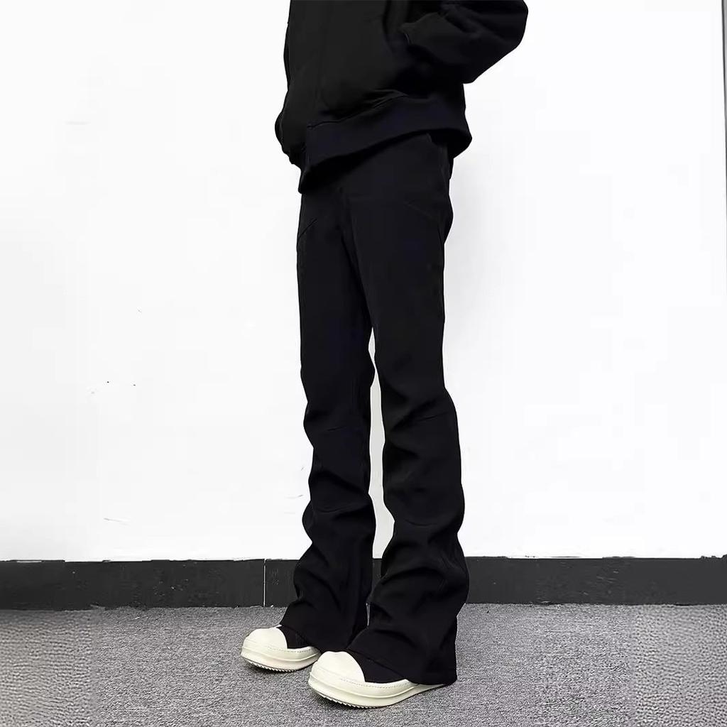 Men's Casual Pockets Elastic Waist Solid Pants Loose Long Trousers  Pants