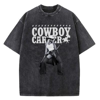 Cowboy Carter Album Beyonce Trasa 2026 Vintage Spłowiony T-shirt Męski Damski Streetwear Hip Hop T-shirty Letnie Koszulki Bawełna
