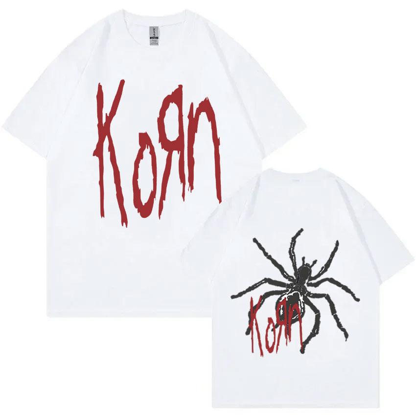 Rock Band Korn Print T Shirts Spider Graphic Tshirt Men Vintage Oversized T-shirt Unisex Alternative Nu Metal Music Short Sleeve