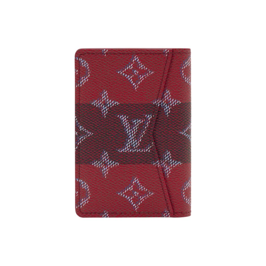 Louis Vuitton Pocket Organizer Red Stripes Monogram Heritage Canvas Women Wallets M26536