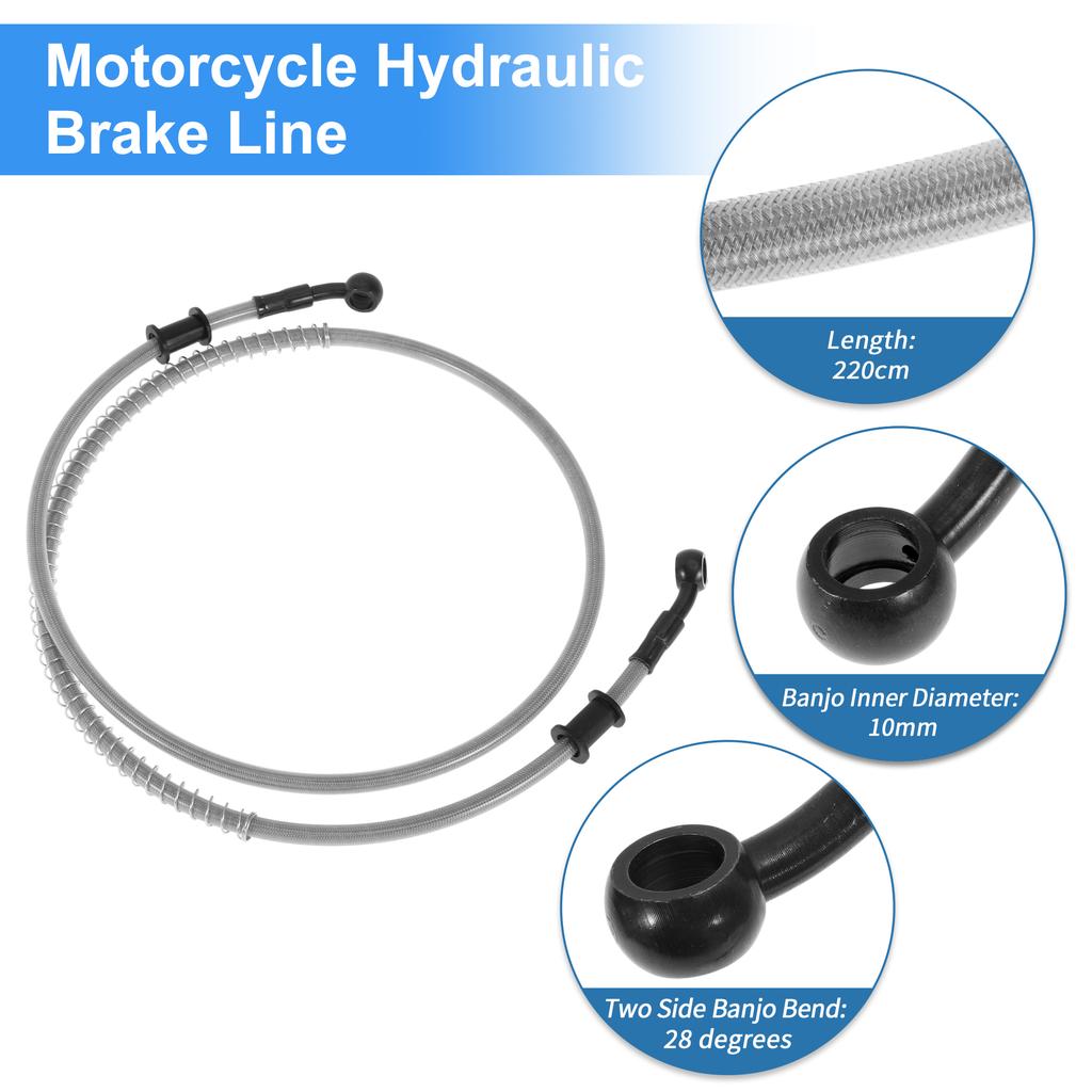 UXCELL 120cm Motorcycle Brake Clutch Oil Hose Line Silver Tone