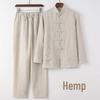 Young Men's Chinese Style Linen Tang Suit: Summer, Long-Sleeved Shirt