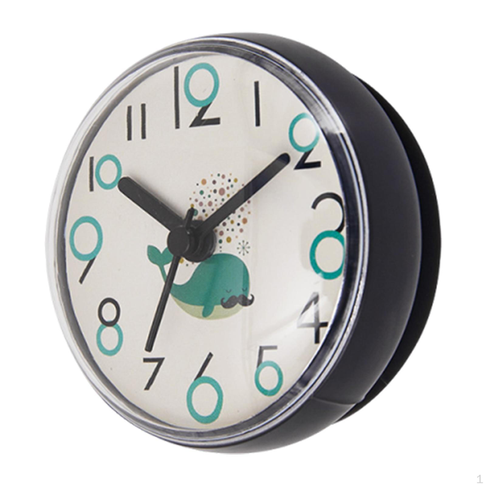 

Shower Clock Round Home Decor Waterproof with Suction Cup for Desk Living Room Refrigerator сірий