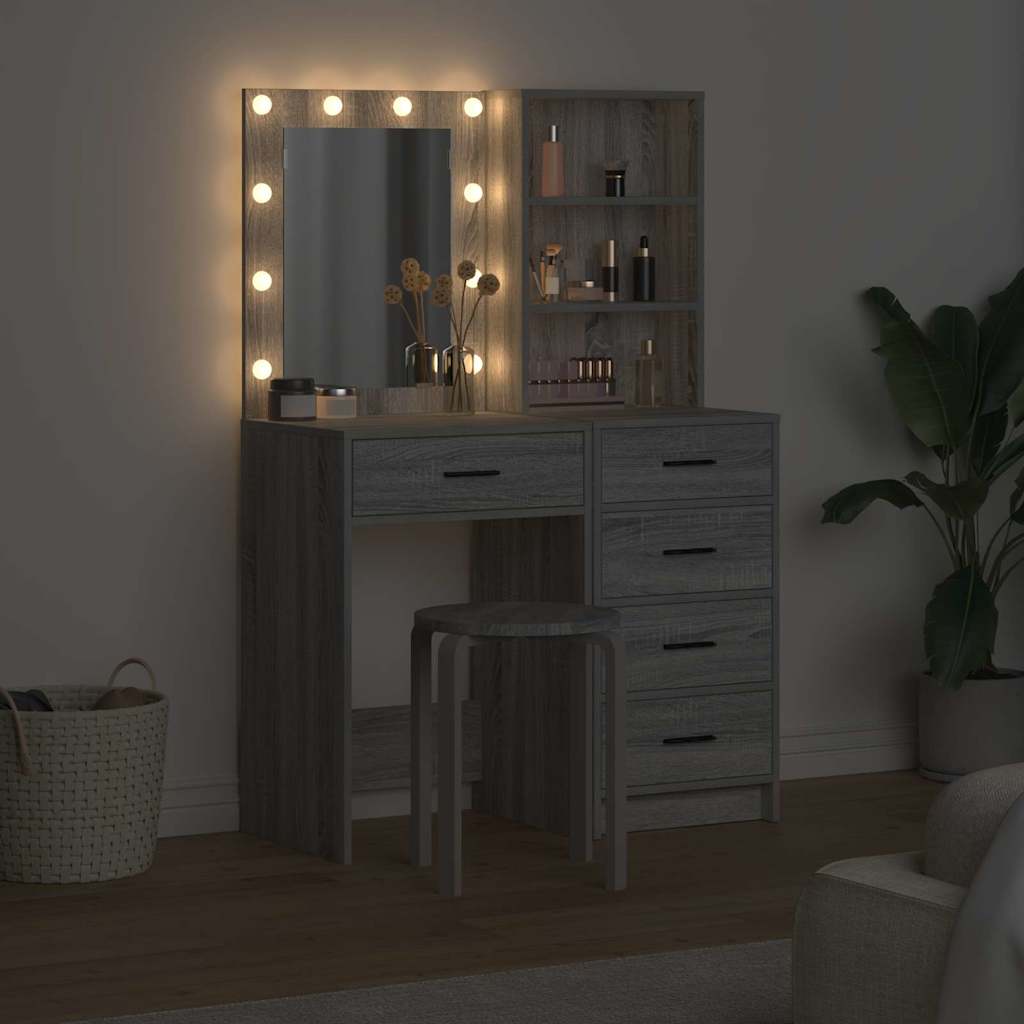 Makeup Table 2 pcs Gray 50 x 41 x 135 cm Engineered Wood