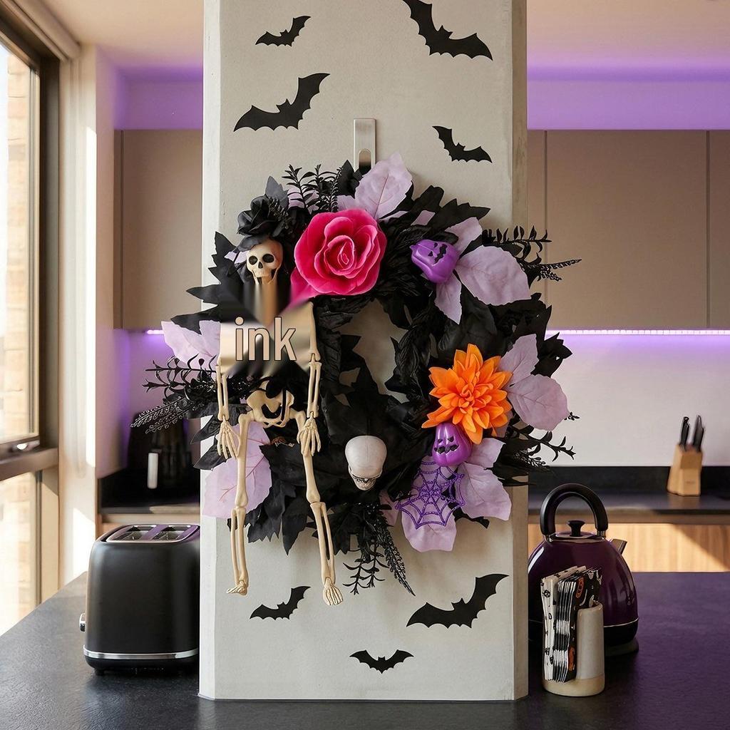 Halloween Skull Wreath: Hong Kong Love Door Ornament & Porch Decoration