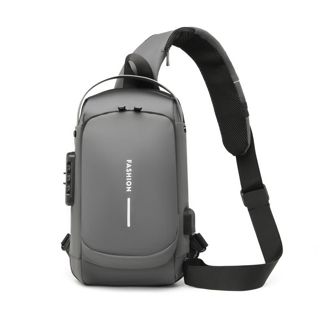 Men's breast bag USB charging multi-function shoulder commuting simple password lock portable messenger bag