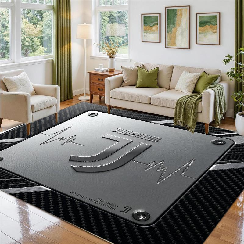 Juventus FC Design Crystal Velvet Rug Soft Decorative Mat for Bedroom Entrance