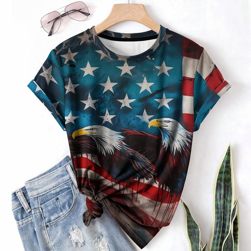 Lässiges Damen-T-Shirt Rundhalsausschnitt Kurzarm Damen-T-Shirt Sommer Leichtes Stoff-Shirt