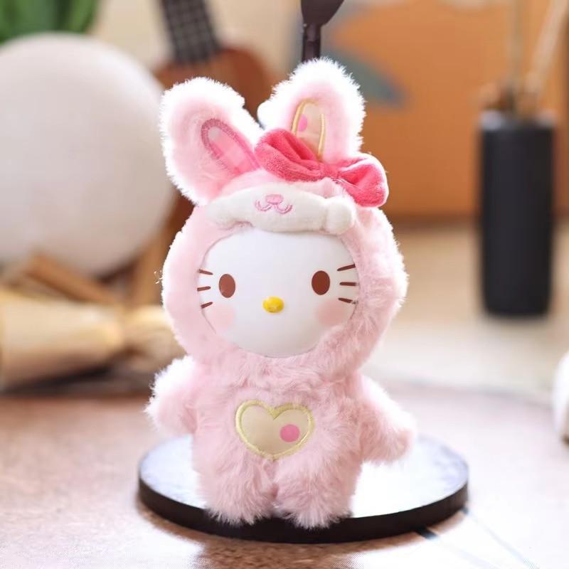 Cartoon Hello Kitty Bunny Cosplay Keychain Cute PVC Doll Doll Soft Fluffy Bag Pendant Ornament for Backpack Keyring Woman Gifts