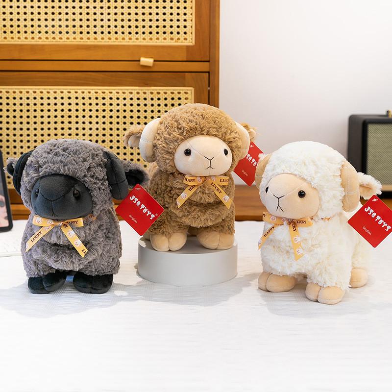 Jsqtoys Sheep Cute Plush Doll With Bow Decoration And Pp Cotton For Gift Kids