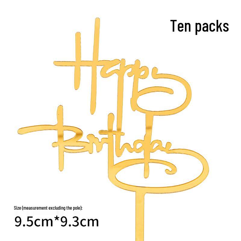 50 Stück Goldene Acryl-Kuchenstecker - Geburtstag, Festival, Muttertagsfeier