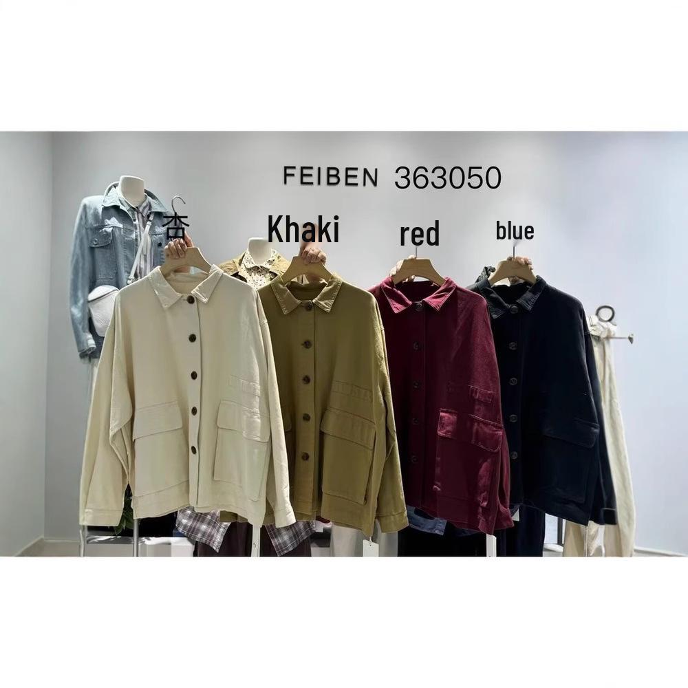 

Korean Style Plus Size Casual Autumn Outerwear - Loose Fit One Size червоний