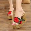 Slippers Women's Summer 2025 New Versatile Outer Wear 13cm Thick Bottom Flower One-word Drag Korean Version Slope Heel Muffin Cool Slippers