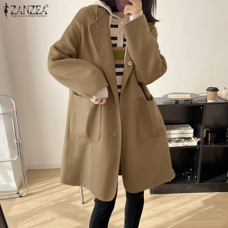 

ZANZEA Женский повседневный осенний кардиган с воротником с капюшоном и длинными рукавами