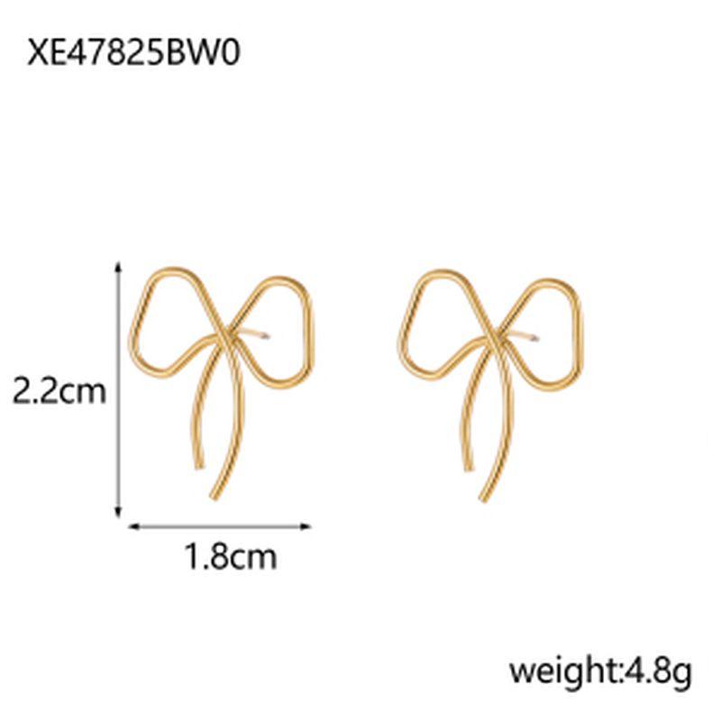 CARLIDANA Fashion Waterproof Stainless Steel Earring Trendy Bow Earrings Gold Plated Butterfly Bow Knot Stud Earrings for Women