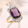Sterling  Purple Cubic Zirconia Rings for Women Two Tone Luxury Trendy Bridal Wedding Accessories Newly Jewelry