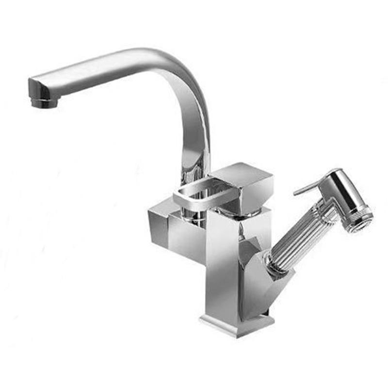Black Bathroom Washbasin Faucet Pull Out Kitchen Sink Faucet With Spray Gun Hot Cold Wate Mixer Tap Deck Mounted Accessories