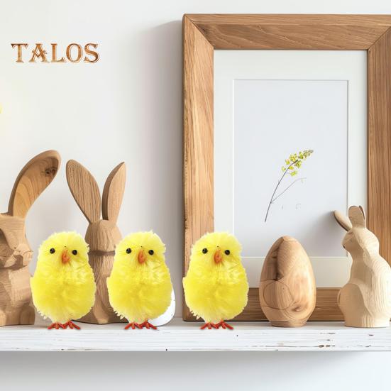 Easter Chick Ornament Yellow Cotton Ball Chicken Fluffy Chick Decoration for Home Office Easter Party Easter Basket Filler