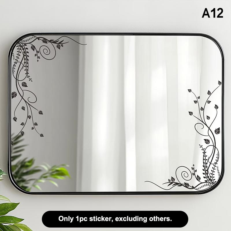 Spring Green Leaf And Floral Wall Stickers Glass Sticker For Shower Doors, Mirrors, Bathroom Glass Self-Adhesive Removable