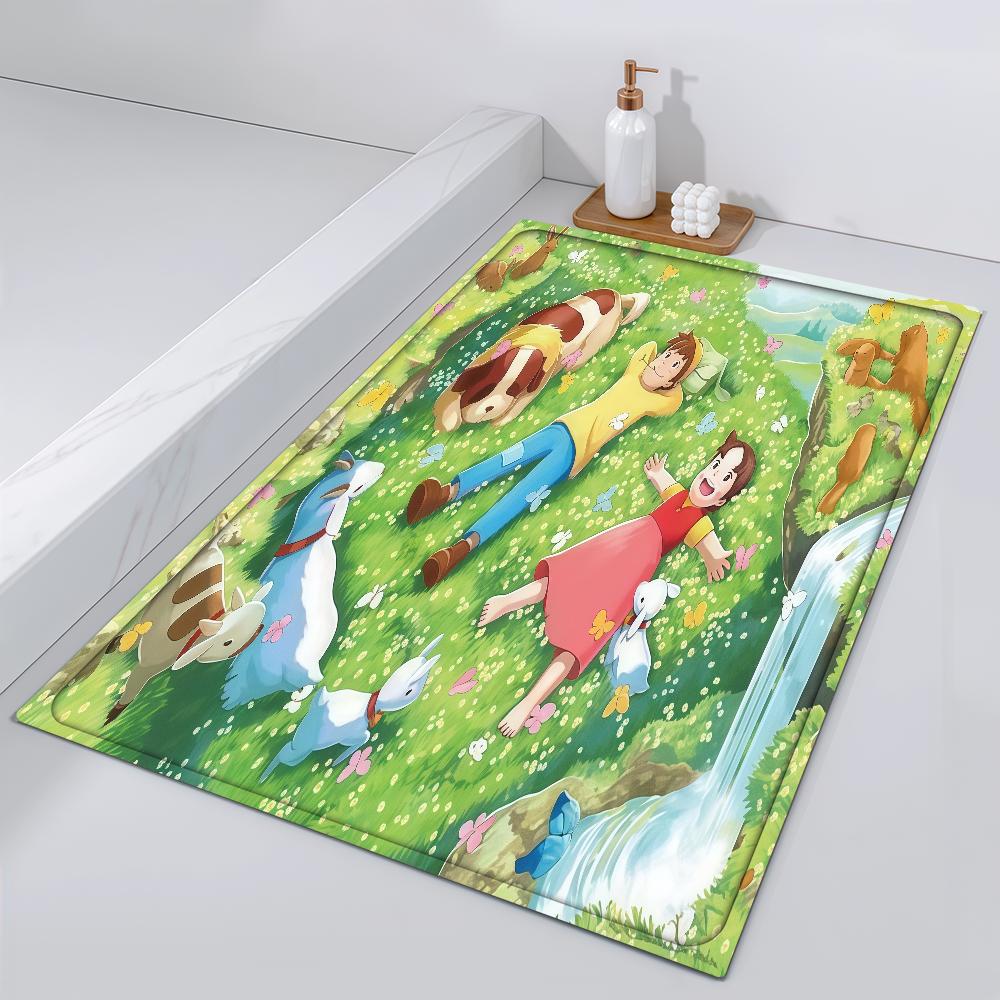 Door Cartoon Mat Bedside Entrance Bath Floor Decoration Corridor Door Books Mat Carpet H-Heidi Girl Cute Living Room Balcony