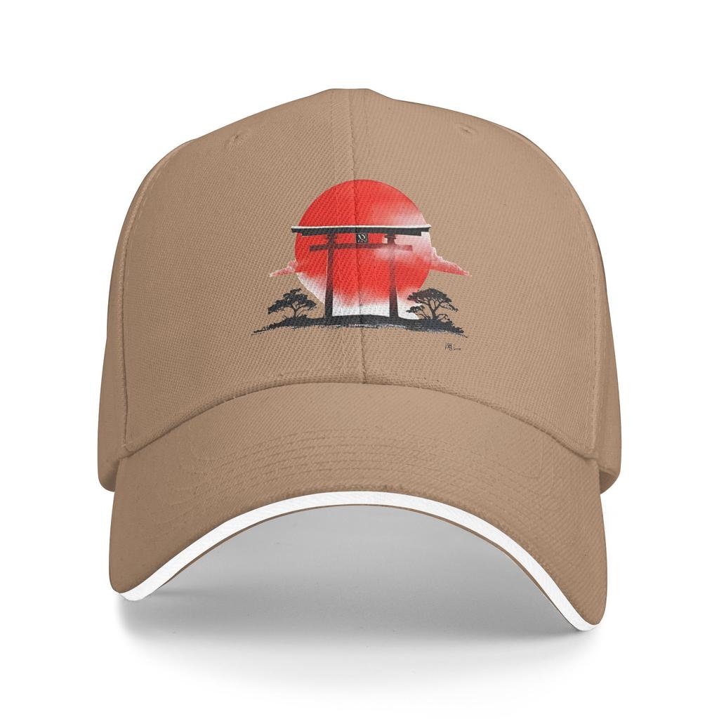 Japan Flag Japanese Torii Gate Rising Sun Minimalist Art  Baseball Cap Trendy Unisex Unisex Trucker Hat Sun-Proof Snapback Cap