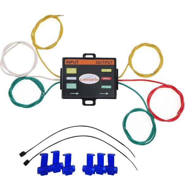 

LED Compatible 2 Wire to 3 Wire Splice-in Trailer Tail Light Converter for RV Flat Towing, Easy to Separate Brake and Turn Signals