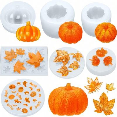 Halloween Thanksgiving Kürbis Silikonform DIY Schmuck Herbstdeko Beinhaltet Geister Ahornblatt Themen für saisonales Basteln