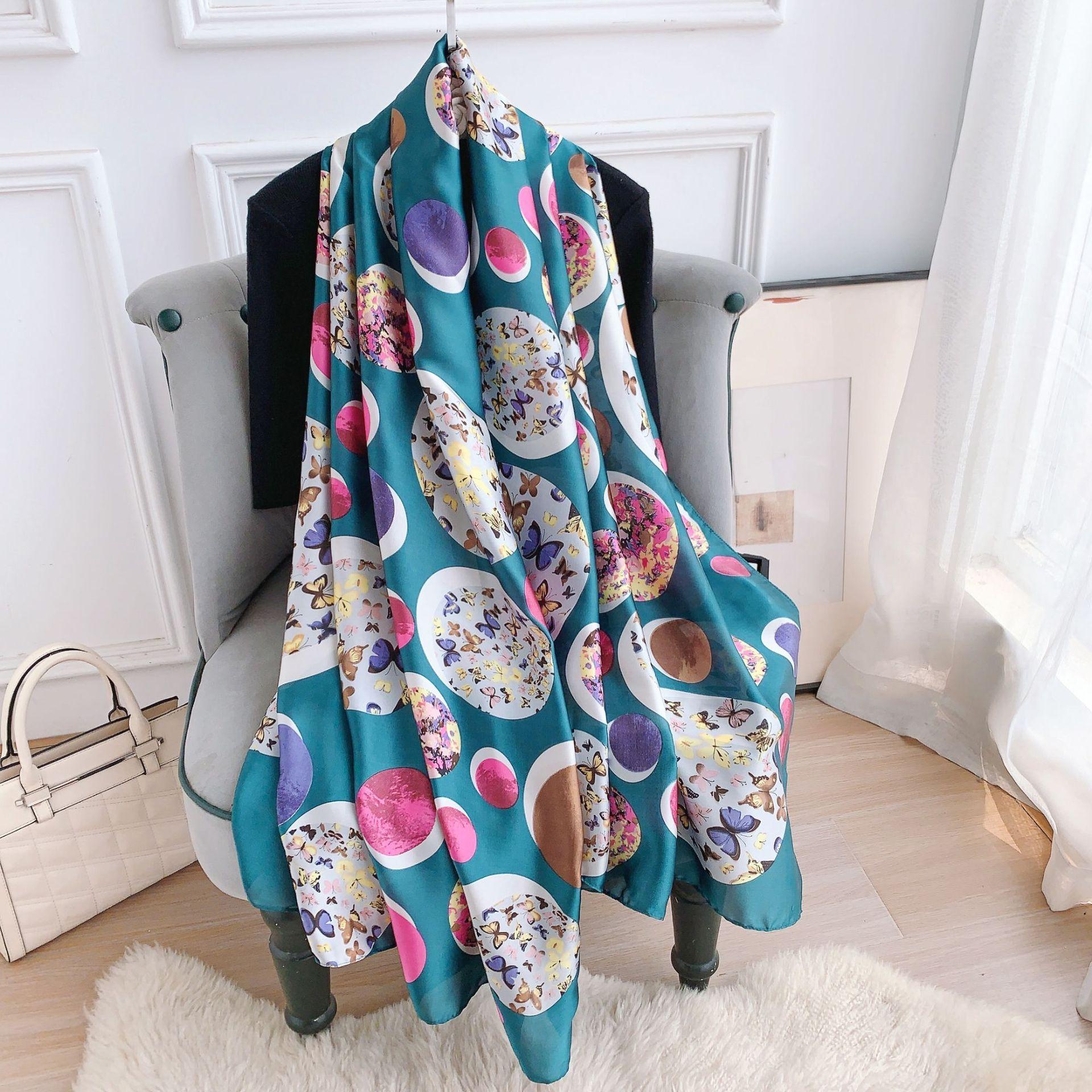 

Новинка, четыре сезона, в наличии, новый шелковый большой размер, тонкая верхняя одежда, шарф для защиты шеи, солнцезащитный крем, теплое пляжное полотенце для женщин 180*90cm