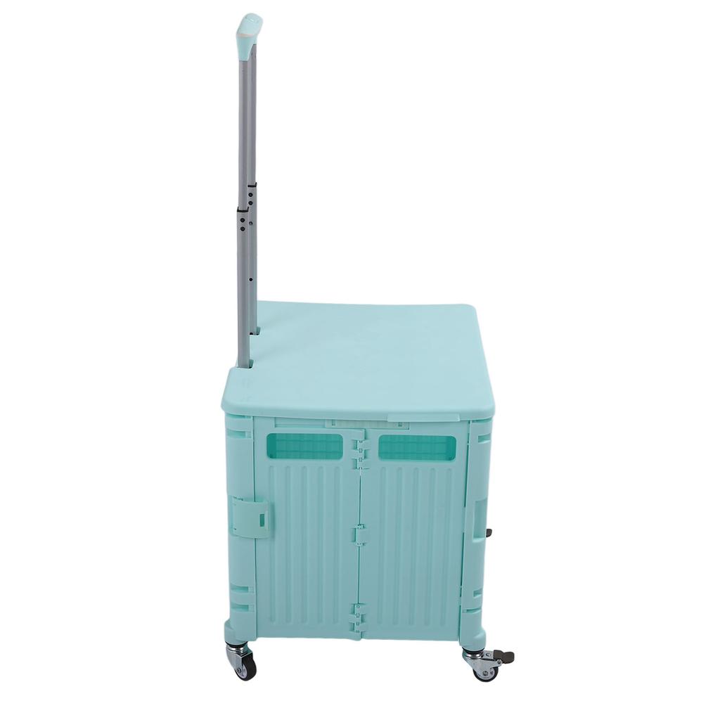 Collapsible Utility Cart Rolling Crate Swivel Casters PP Strong with Telescopic Handle Lid Storage
