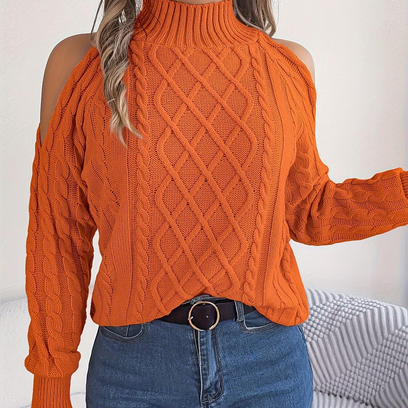 

Осень-зима Винтажный свободный топ с длинными рукавами однотонный кардиган трикотажный свитер с воротником-стойкой XL оранжевый