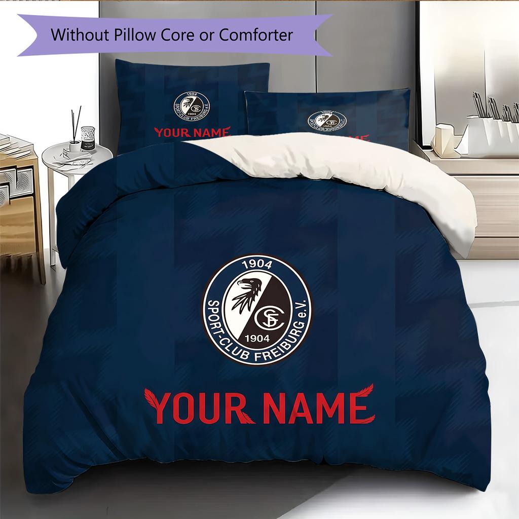 Custom Name SC Freiburg Pattern Bedding Quilt Set  Home Decoration  Gift (1 * duvet cover + 2 * pillowcase  without core)