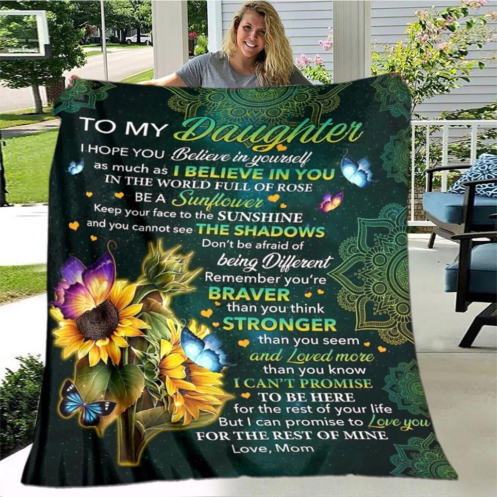 Personalized Blanket Dad Mom To Daughter Blanket  Lion Wolf Tiger Blanket  Sofa Bed Blanket From Family