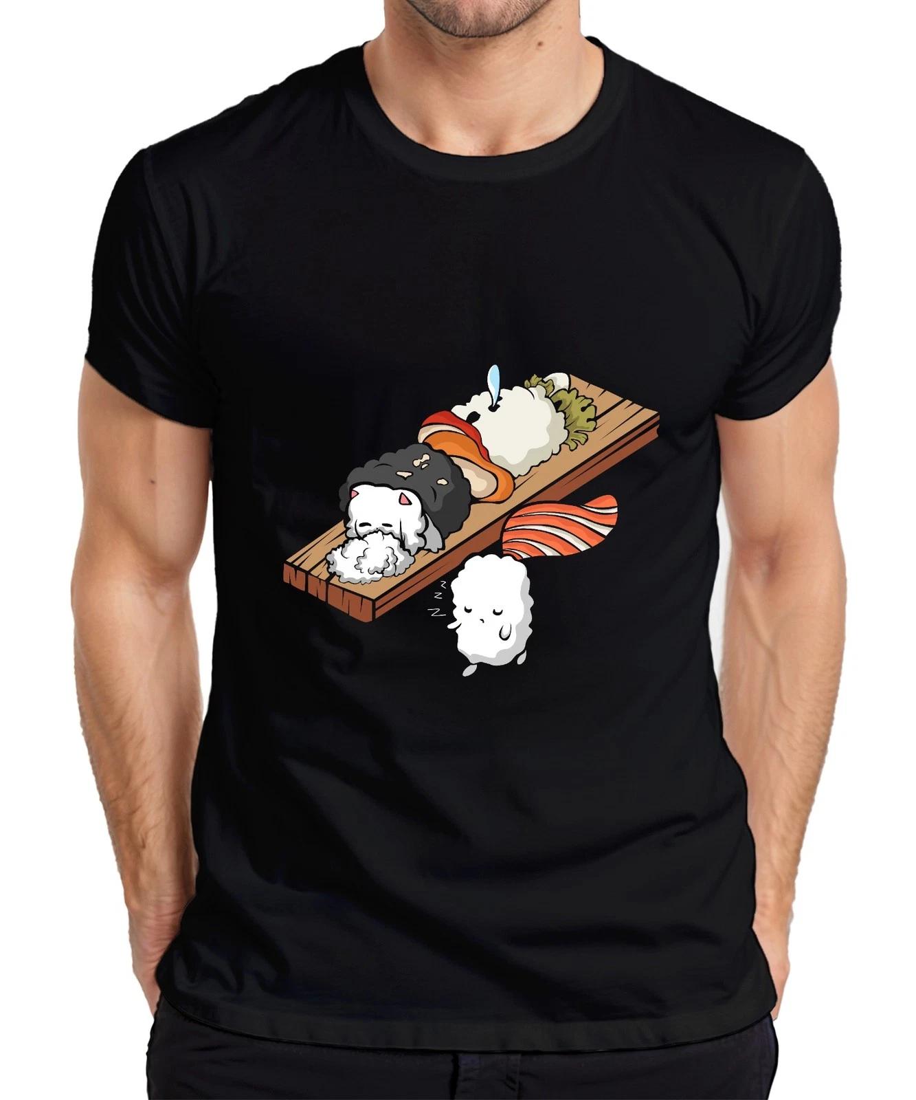 Kawaii Sushi Niedlich Onigiri Nigiri Katze Cartoon Japan Anime Herren T-Shirt XS