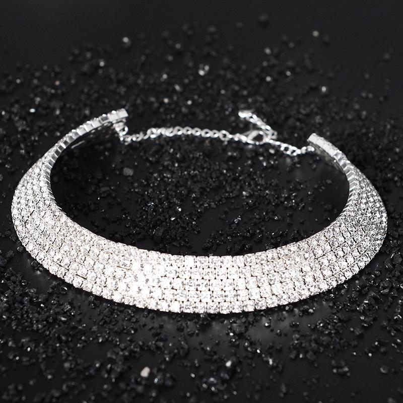 Fashion Jewelry Full Diamond Rhinestone Multi-Layer Multi-Row Collar Bridal Crystal Collar Short Collar Necklace
