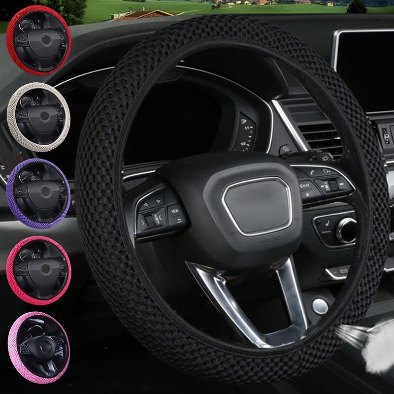 Universal Car Steering Wheel Protective Cover Breathable Elastic Band Anti Slip Flax Suitable 38Cm Four Seasons
