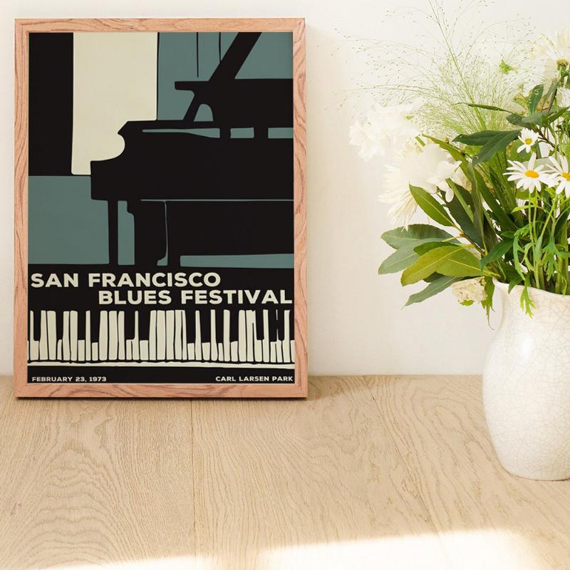 Modernes Jazz-Festival-Musikfestival-Poster, schlichter Stil, bunte Klavierbilder, Leinwanddruck, Poster, Wandkunst, Dekor für Bar