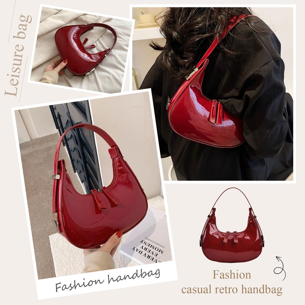 Women Leather Shoulder Bag Zipper Vintage Tote Bag Chic Retro Handbag Satchel Clutch Travel Dating Purse