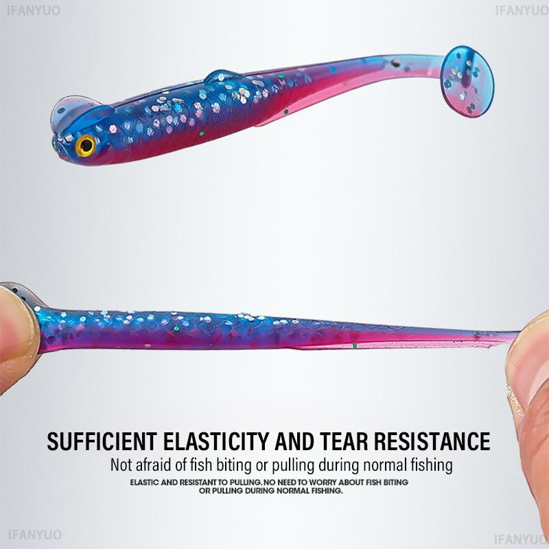 15PCS Fishing Lures 6cm 1.3g PVC Soft Bait T-Tail Swimbait Wobblers Slow Sinking Artificial Lure Pike Bass Fishing Tackle Pesca