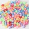 100Pcs Square Acrylic Letter Beads Random Mixed Alphabet Loose Beads For Diy Children'S Jewelry Making Crafts 6X6Mm
