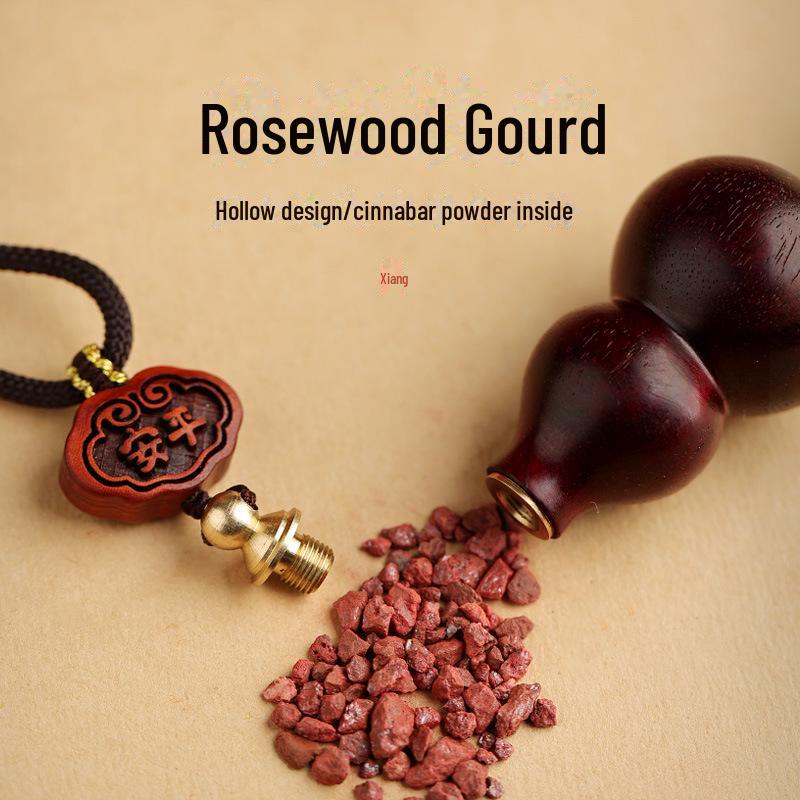 Red Sandalwood Gourd Car Pendant for Safe Travels - Unisex Rearview Mirror Charm