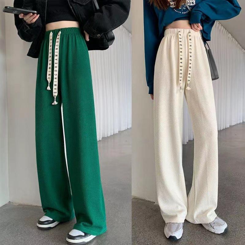 Puff pants spring and autumn loose casual pants drawstring straight wide-leg pants high waist drape versatile floor pants women