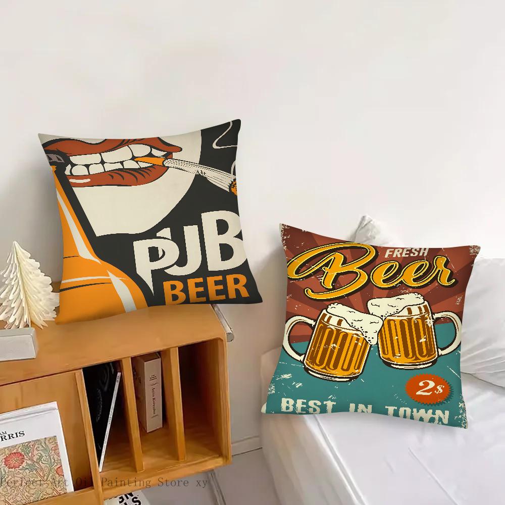 Beer Cigarette Coffee Pillow Case Square Pillow Bedroom Sofa Leisure Comfort Cushion Car Living Room Home Decoration