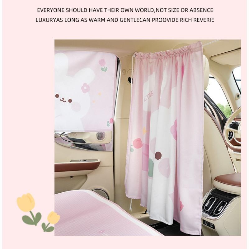 Universal Car Curtain Cartoon Tulip Bear Sun Shade Privacy Curtain