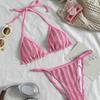 European and American Sexy Muse Striped Three-Point Bikini Bikini Babes Swimsuit Women's Swimsuit