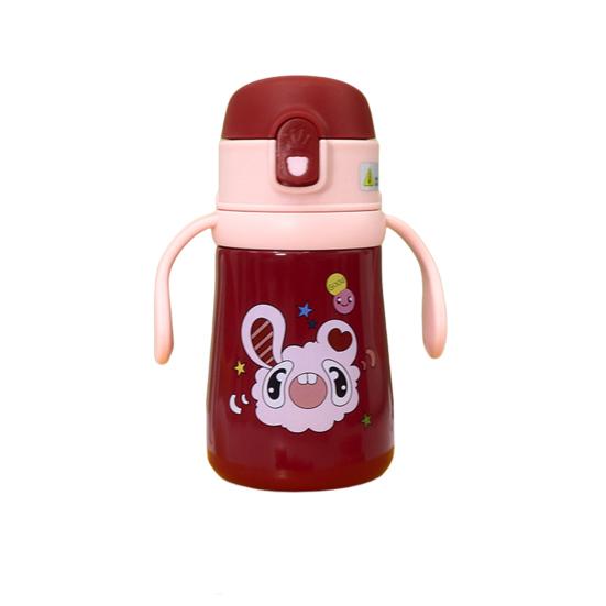 

1 комплект термочашки емкостью 360 мл с ручкой и ремешком из пищевой нержавеющей стали с изолированным принтом животных красный