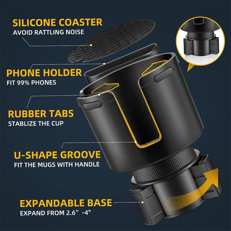 Car Cup Holder Expander Cupholder Adapter Multipurpose Auto Interior Expandable Organizer Storage Accessories With Phone Holder