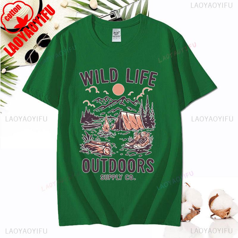 Love Camping I Hate People Vintage Funny T-Shirt Unisex Tees Camping Hiking Short Sleeve Tops Camper Gift Cotton O-Neck T-Shirt