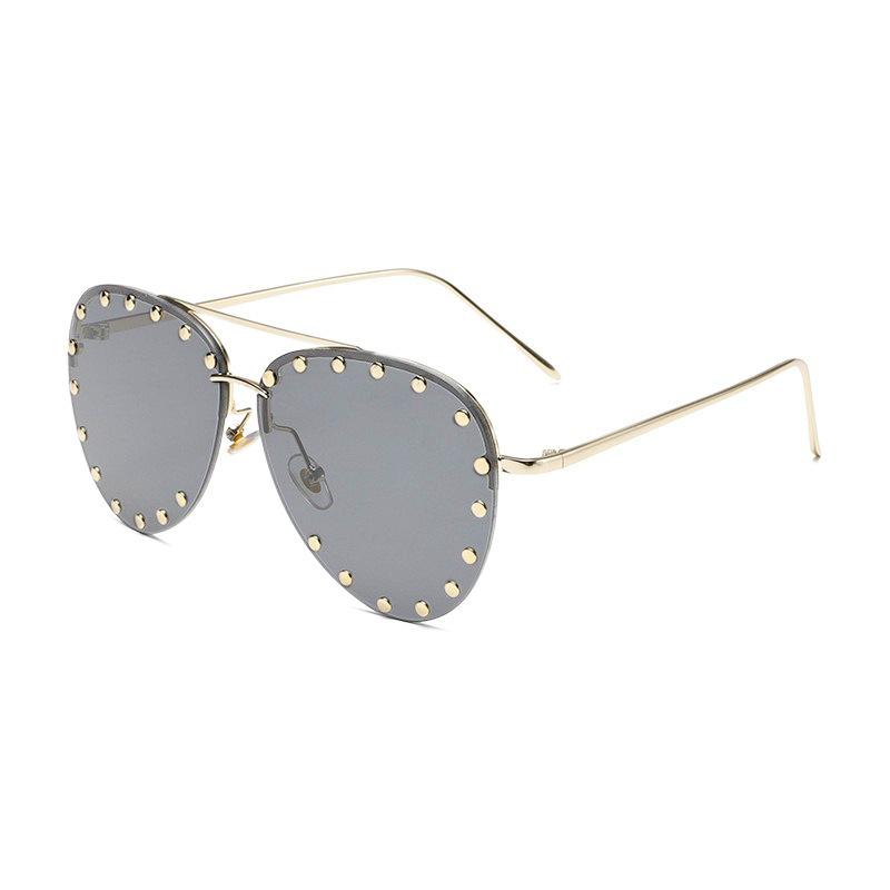 2026 New Toad-shaped Metal Sunglasses Large Frame Frameless Rice Nail Fashion Street Sunglasses